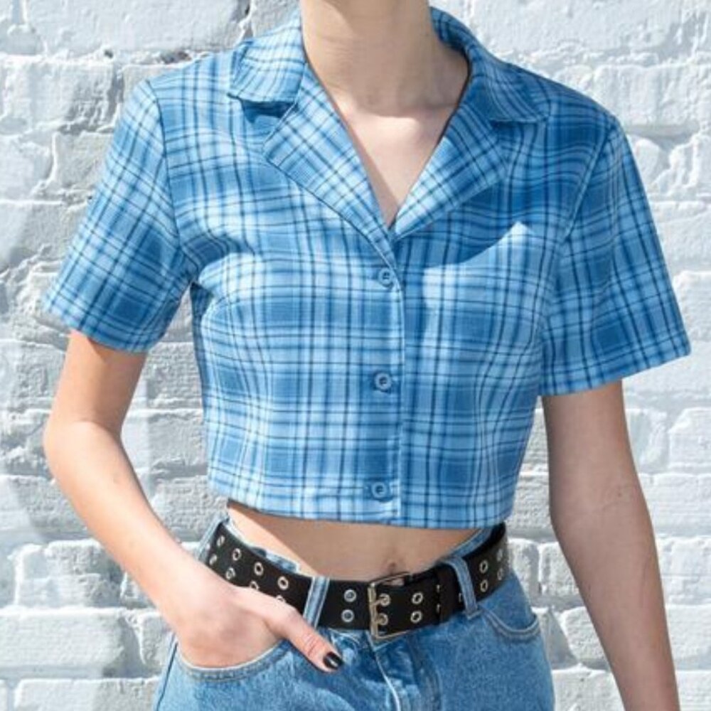brandy melville vivian blue plaid top